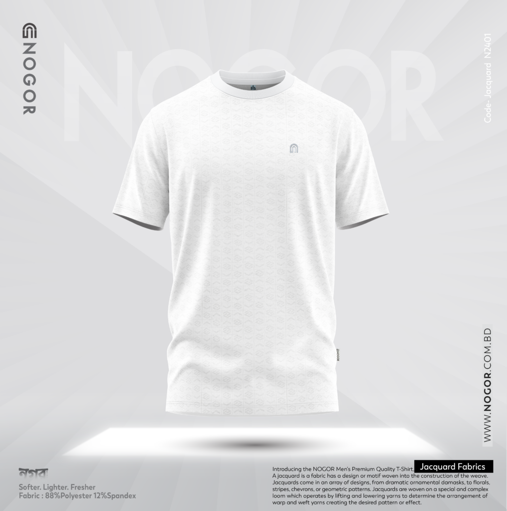Sophisticated Jacquard White T-Shirt