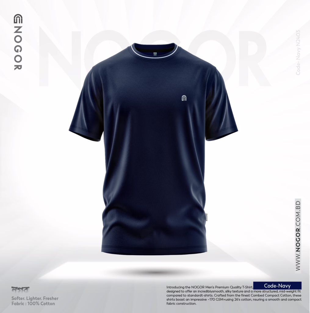 NOGOR Mens Solidarity Classic T shirt Navy (1)