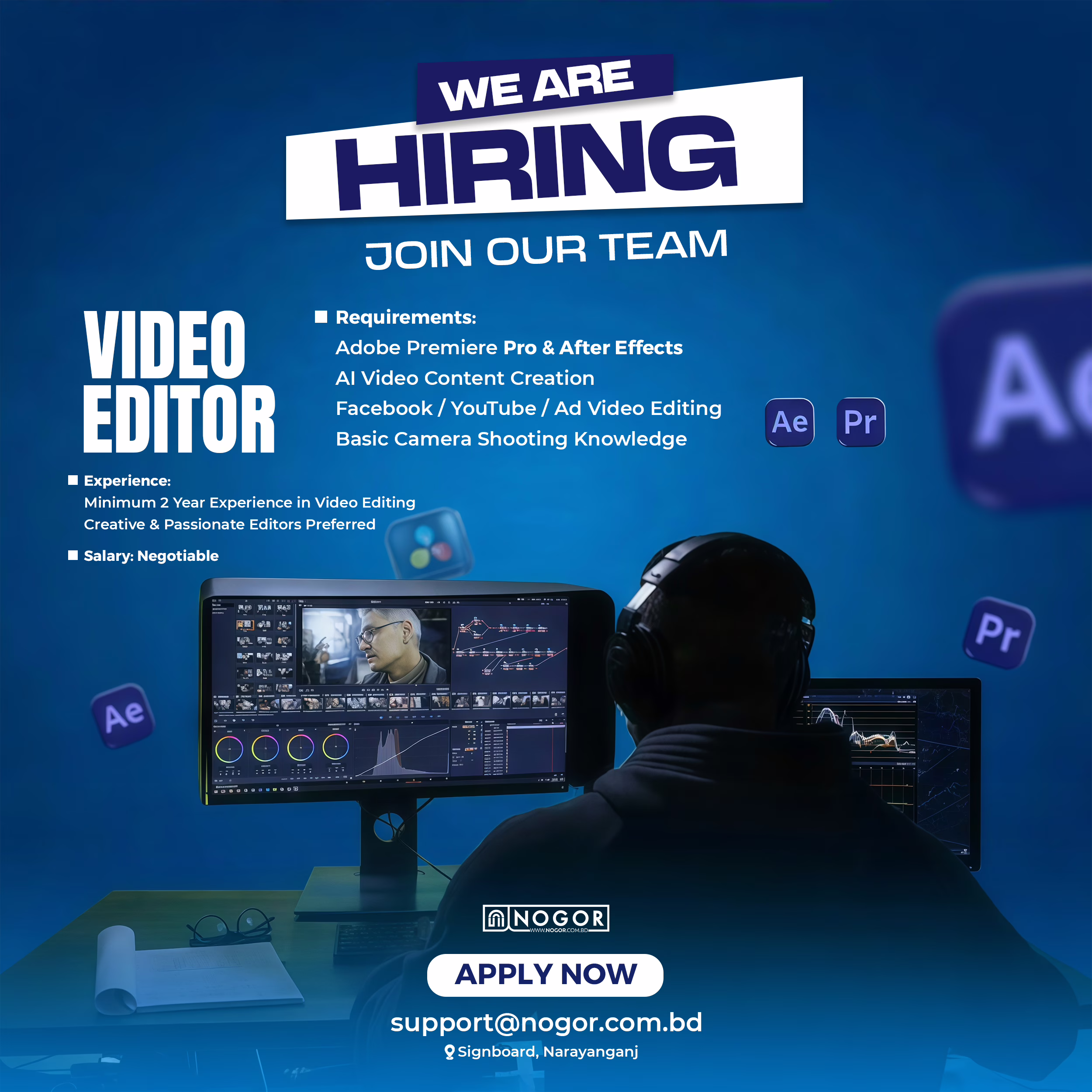 NOGOR - Video Editor Hiring Poster