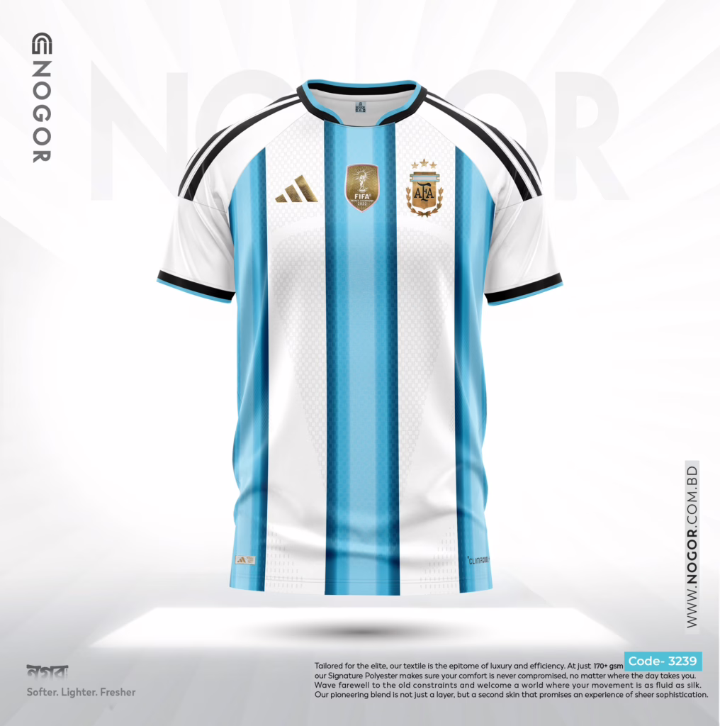 Argentina 2026 Home Jersey Price in Bangladesh Premium Silicone Logo, Mesh Fabric, Sublimation Print NOGOR 3239 F