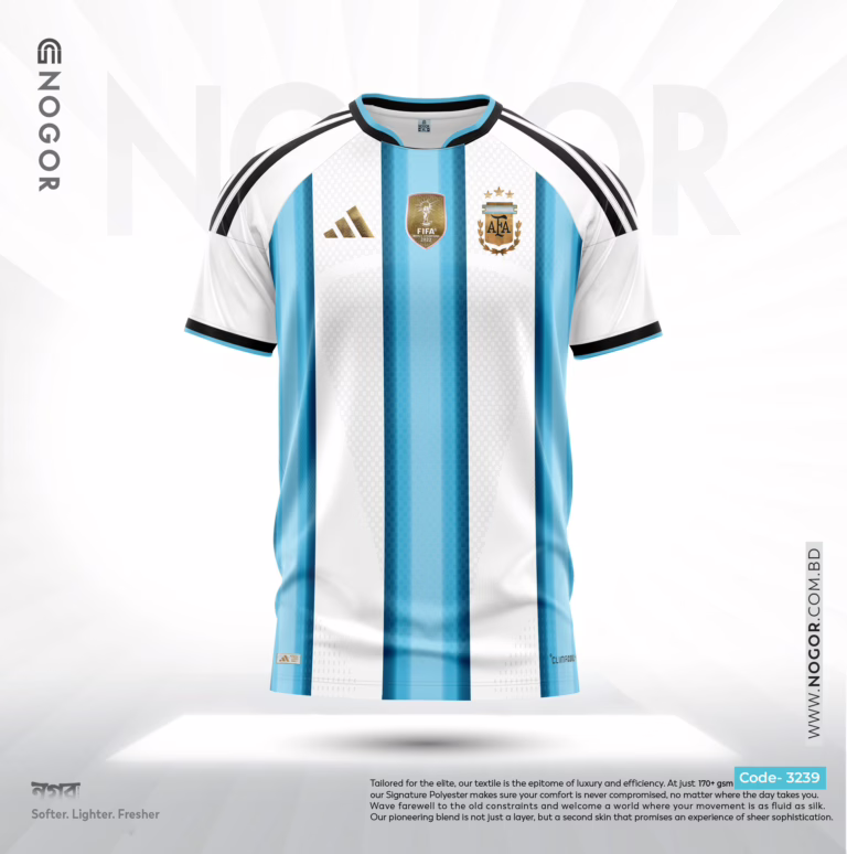 Argentina 2026 Home Jersey Price in Bangladesh Premium Silicone Logo, Mesh Fabric, Sublimation Print NOGOR 3239 F