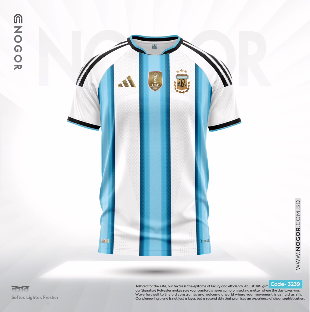 Argentina 2026 Home Jersey Price in Bangladesh Premium Silicone Logo, Mesh Fabric, Sublimation Print NOGOR 3239 F
