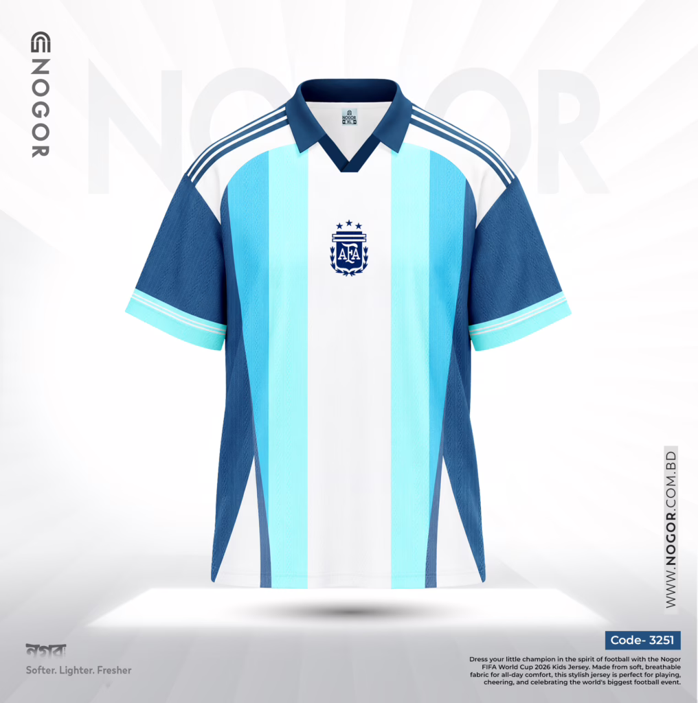 Argentina 2026 Fan Edition Drop Shoulder Jersey Premium 180 GSM Jacquard Lurex NOGOR Original