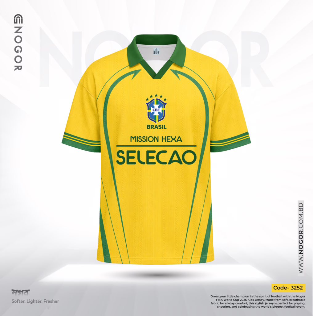 Brazil 2026 Fan Edition Drop Shoulder Jersey Premium 180 GSM Jacquard Lurex NOGOR Original F