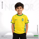 Brazil 2026 Home Kids Jersey Price in Bangladesh – Premium Mesh Fabric, 180 GSM, Full Sublimation Print NOGOR 3246 F