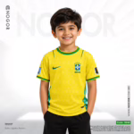 Brazil 2026 Home Kids Jersey Price in Bangladesh – Premium Mesh Fabric, 180 GSM, Full Sublimation Print NOGOR 3246 F