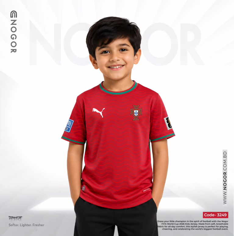 Portugal 2026 Home Kids Jersey Price in Bangladesh – Premium Mesh Fabric, 180 GSM, Full Sublimation Print NOGOR 3249 F