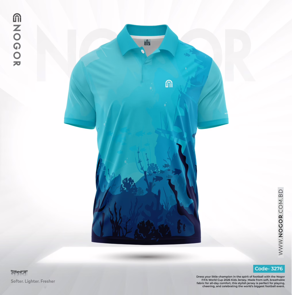 Men’s Premium Sports Performance Active Wear T-Shirt – Blue Reef 3276 F